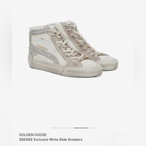 Golden Goose White and Silver Sneakers
